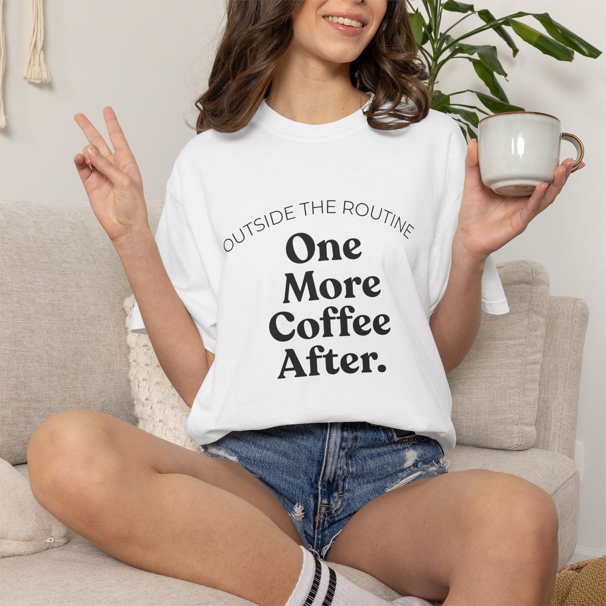 One More Coffee After T-Shirt — "Outside the Routine" Minimal Coffee Tee