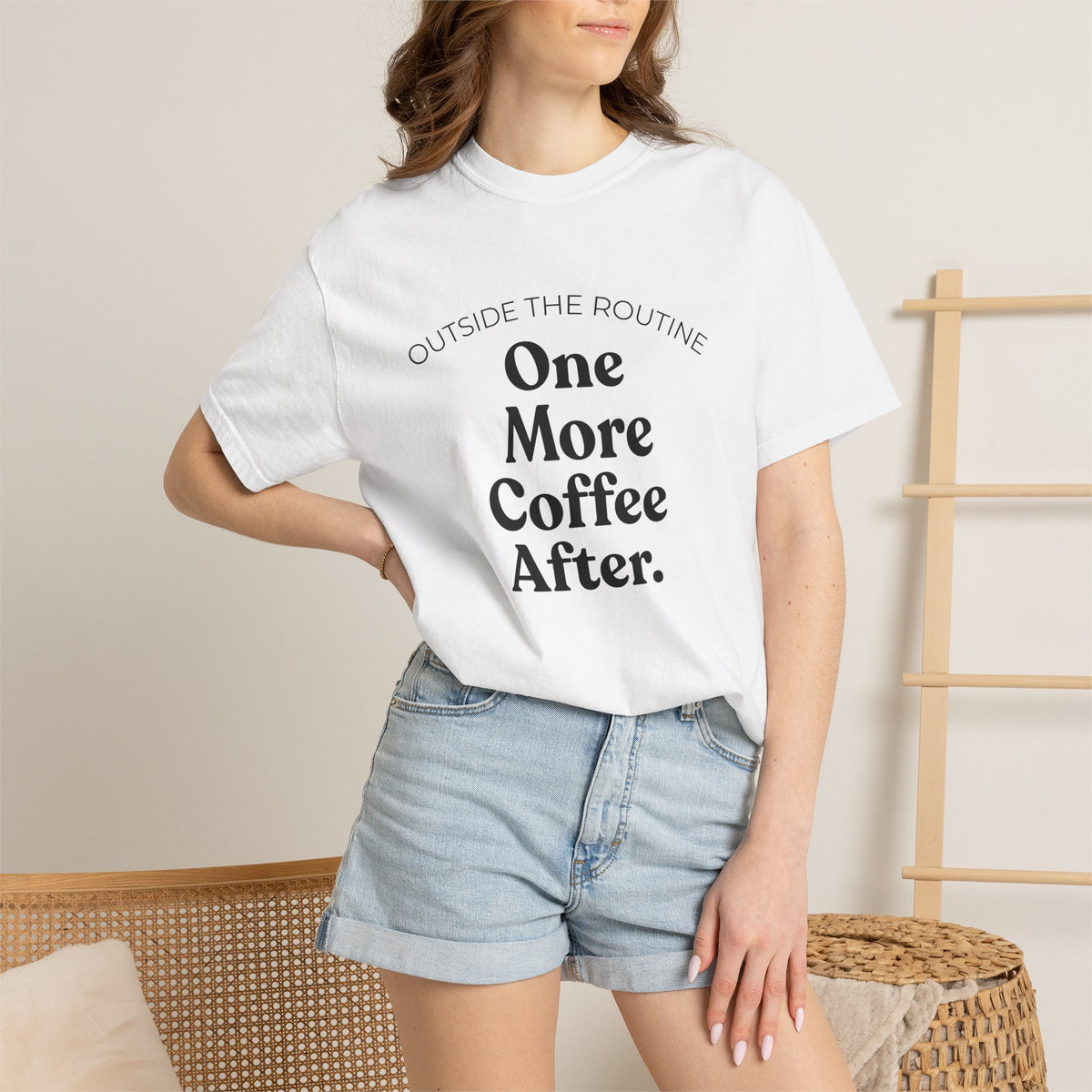 One More Coffee After T-Shirt — "Outside the Routine" Minimal Coffee Tee